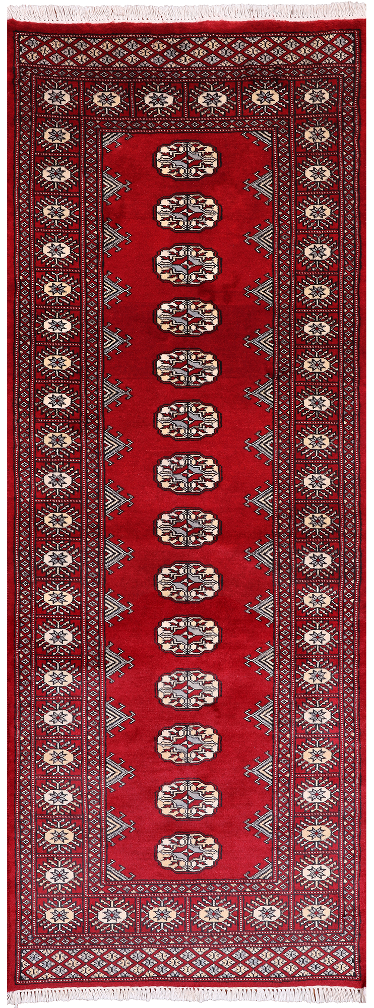 Red Bokhara Handmade Wool Runner Rug - 2' 6" X 7' 0"