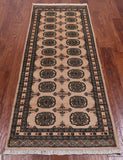 Ivory Bokhara Handmade Wool Runner Rug - 2' 6" X 6' 7"