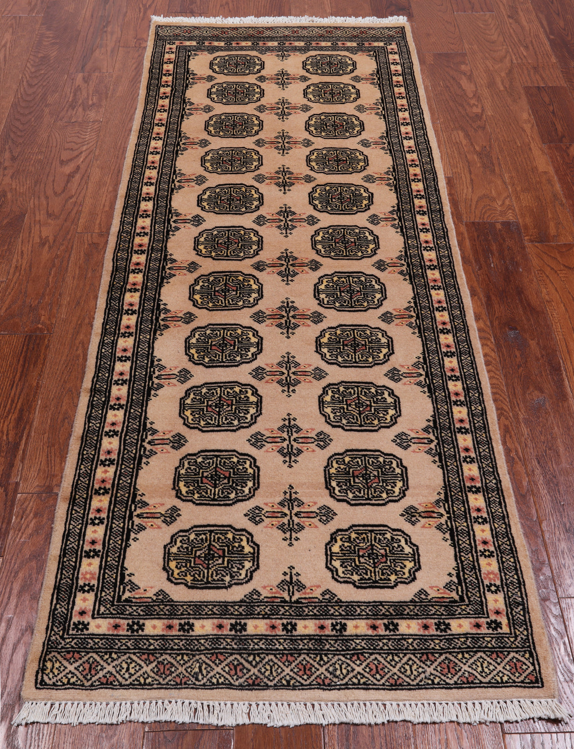 Ivory Bokhara Handmade Wool Runner Rug - 2' 6" X 6' 7"