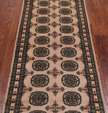 Ivory Bokhara Handmade Wool Runner Rug - 2' 6" X 6' 7"