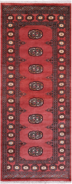 Pink Bokhara Hand Knotted Wool Runner Rug - 2' 6" X 6' 7"