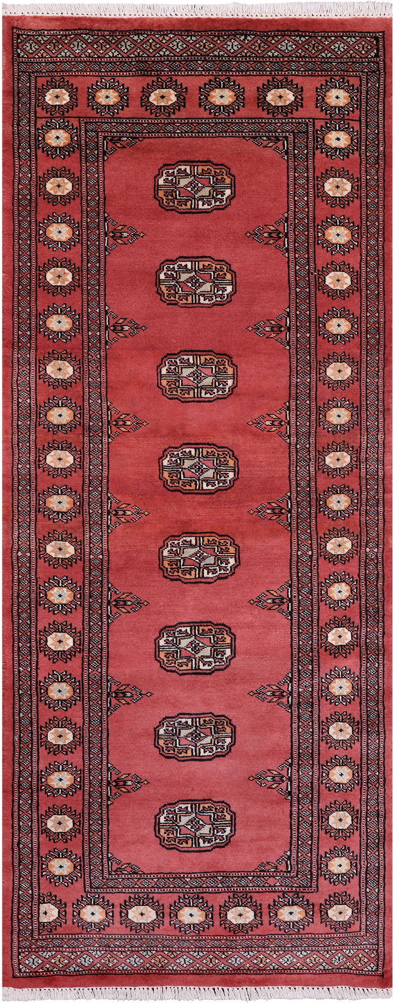 Pink Bokhara Hand Knotted Wool Runner Rug - 2' 6" X 6' 7"
