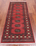 Pink Bokhara Hand Knotted Wool Runner Rug - 2' 6" X 6' 7"