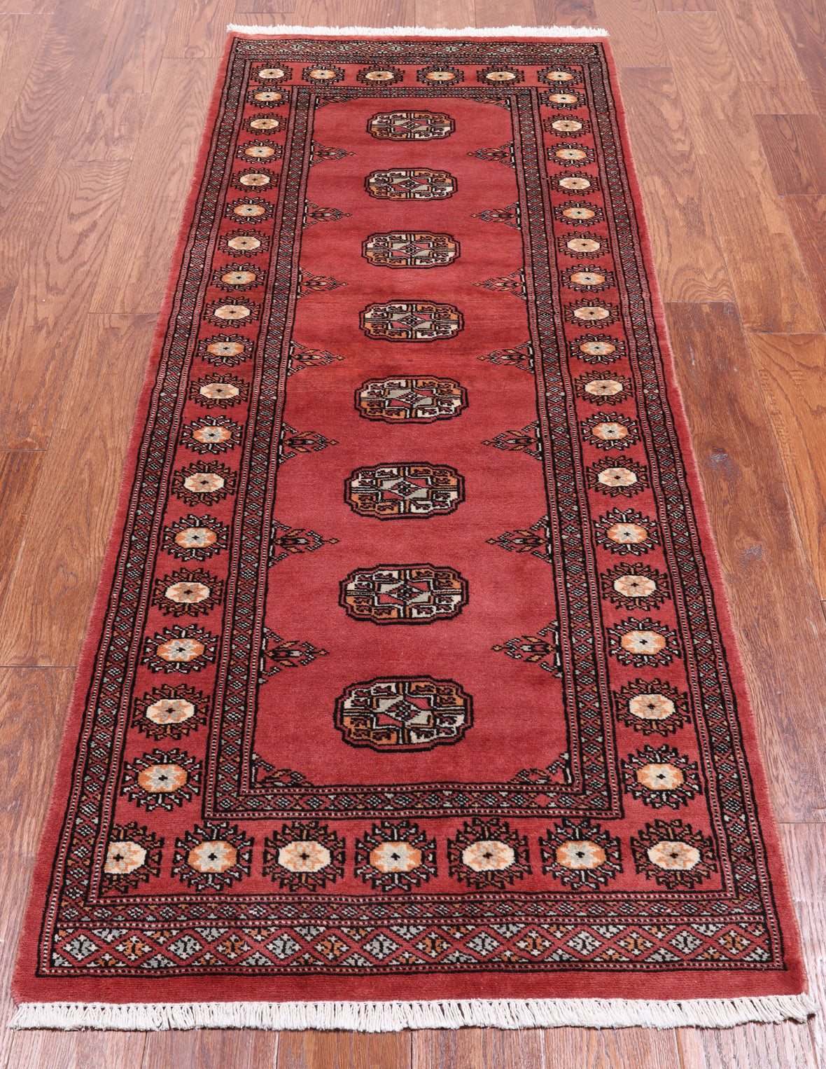 Pink Bokhara Hand Knotted Wool Runner Rug - 2' 6" X 6' 7"