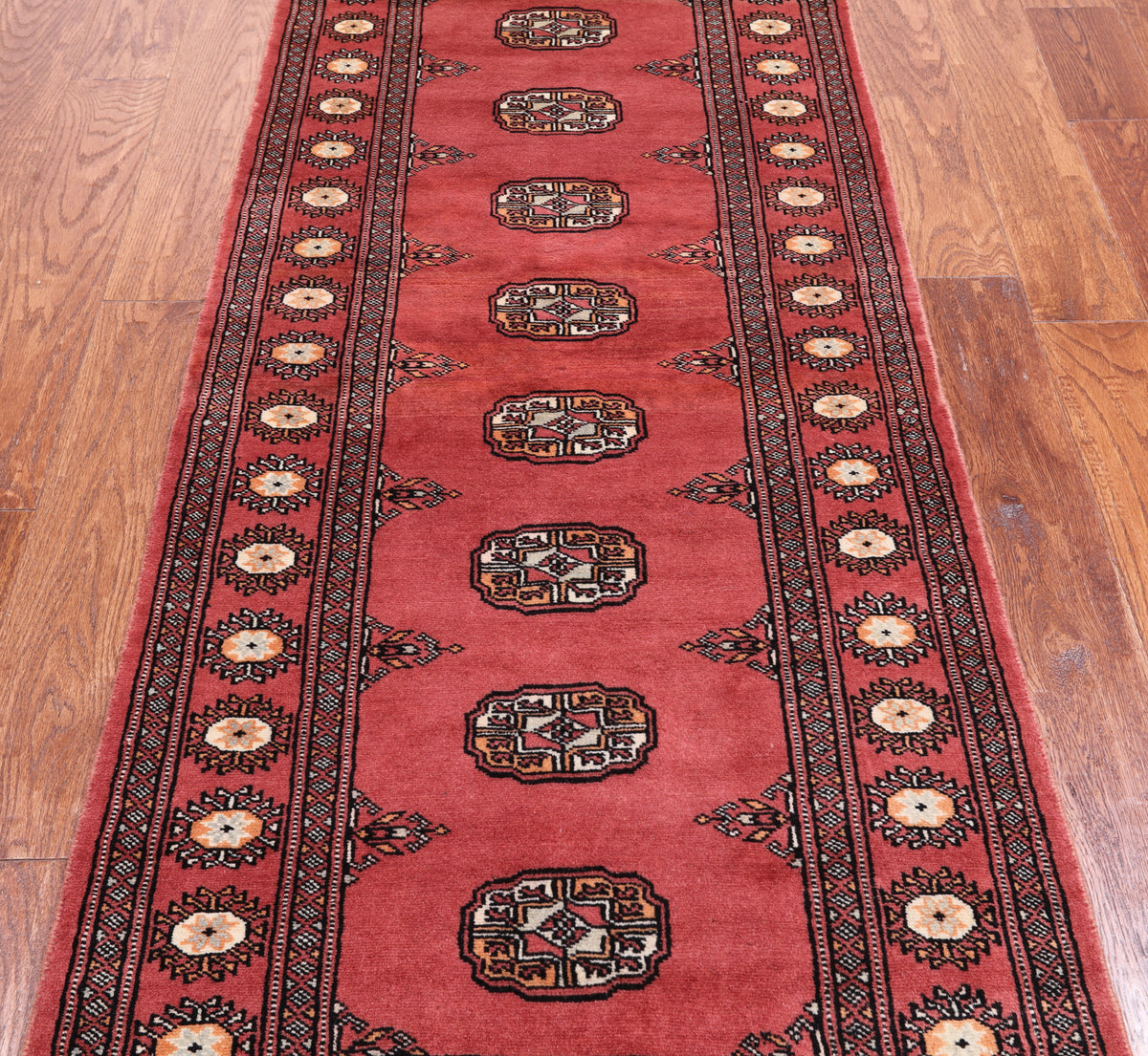 Pink Bokhara Hand Knotted Wool Runner Rug - 2' 6" X 6' 7"