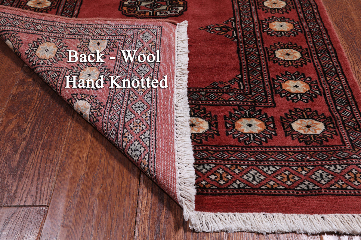 Pink Bokhara Hand Knotted Wool Runner Rug - 2' 6" X 6' 7"
