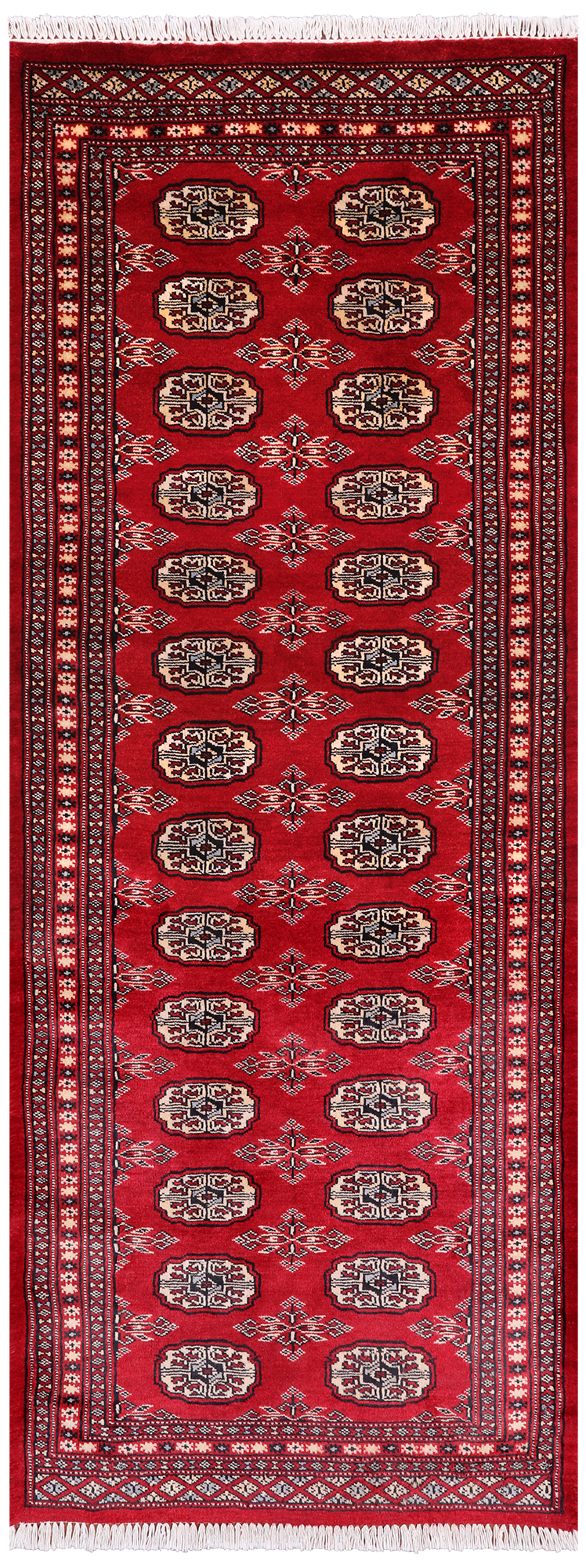 Red Bokhara Handmade Wool Runner Rug - 2' 8" X 6' 11"
