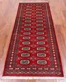 Red Bokhara Handmade Wool Runner Rug - 2' 8" X 6' 11"