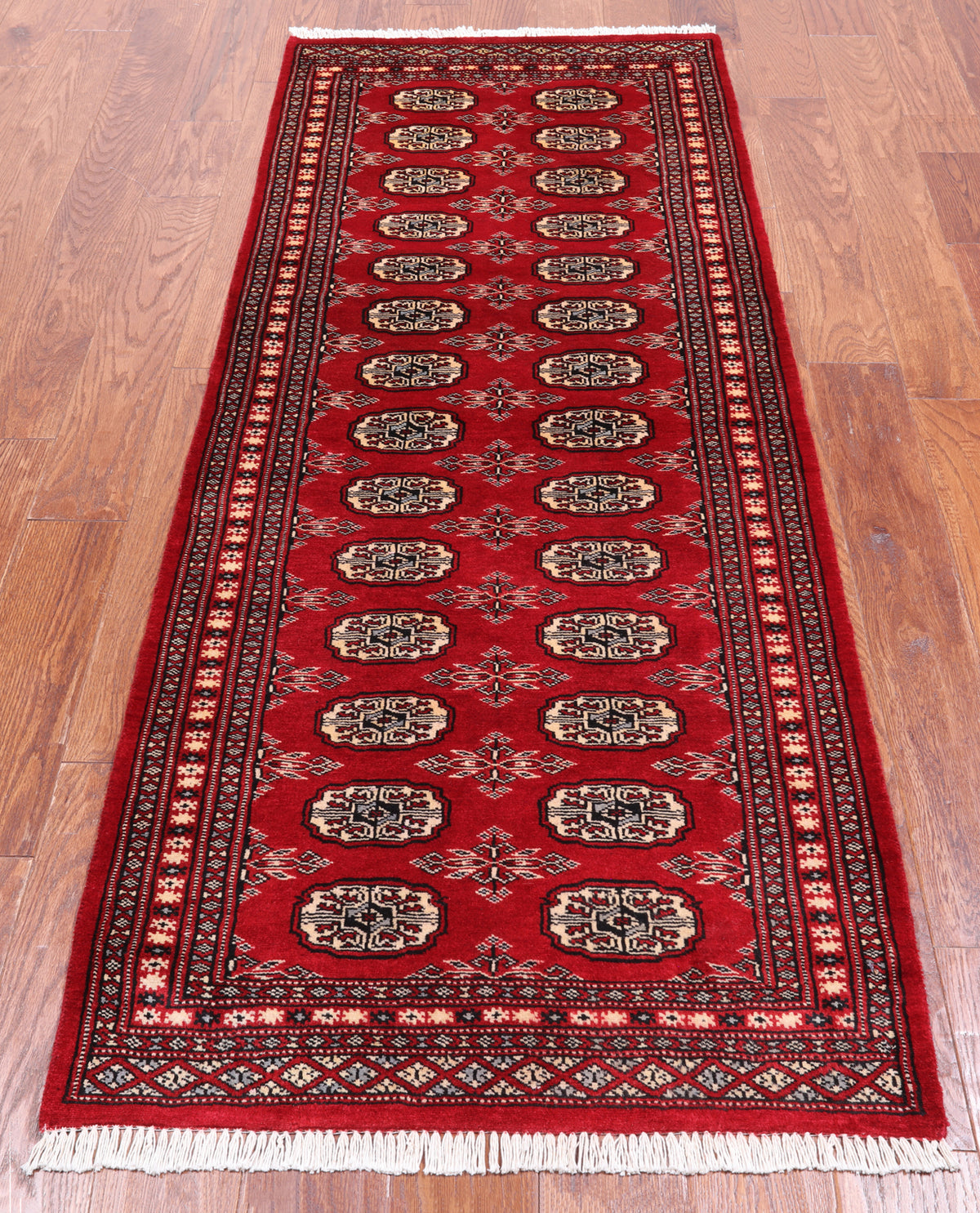 Red Bokhara Handmade Wool Runner Rug - 2' 8" X 6' 11"