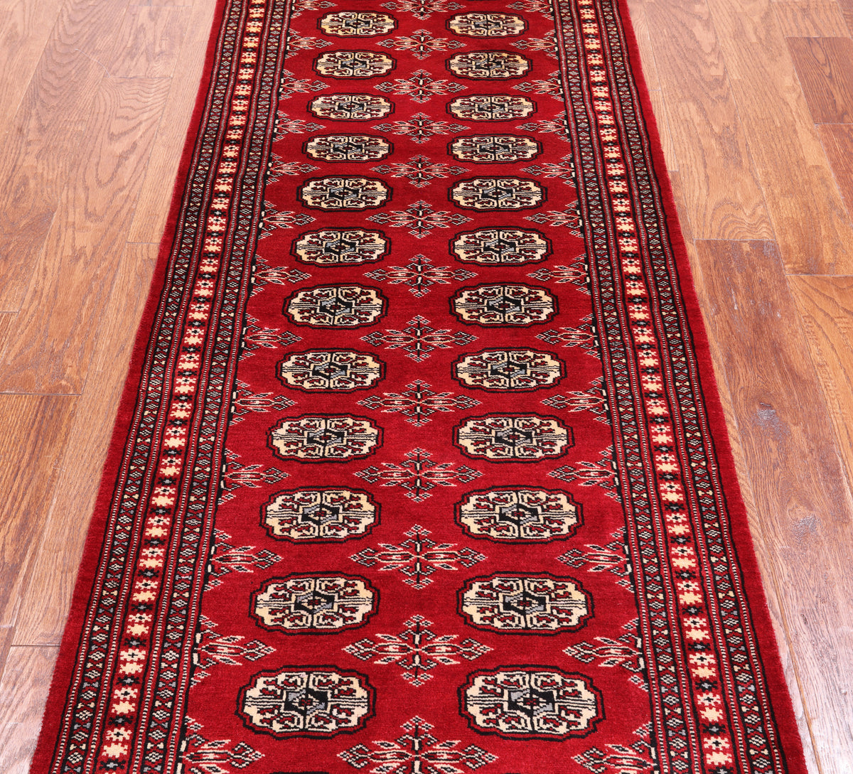 Red Bokhara Handmade Wool Runner Rug - 2' 8" X 6' 11"