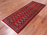 Red Bokhara Handmade Wool Runner Rug - 2' 8" X 6' 11"