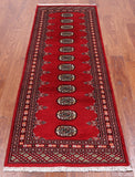 Red Bokhara Handmade Wool Runner Rug - 2' 5" X 6' 11"