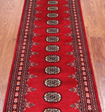 Red Bokhara Handmade Wool Runner Rug - 2' 5" X 6' 11"