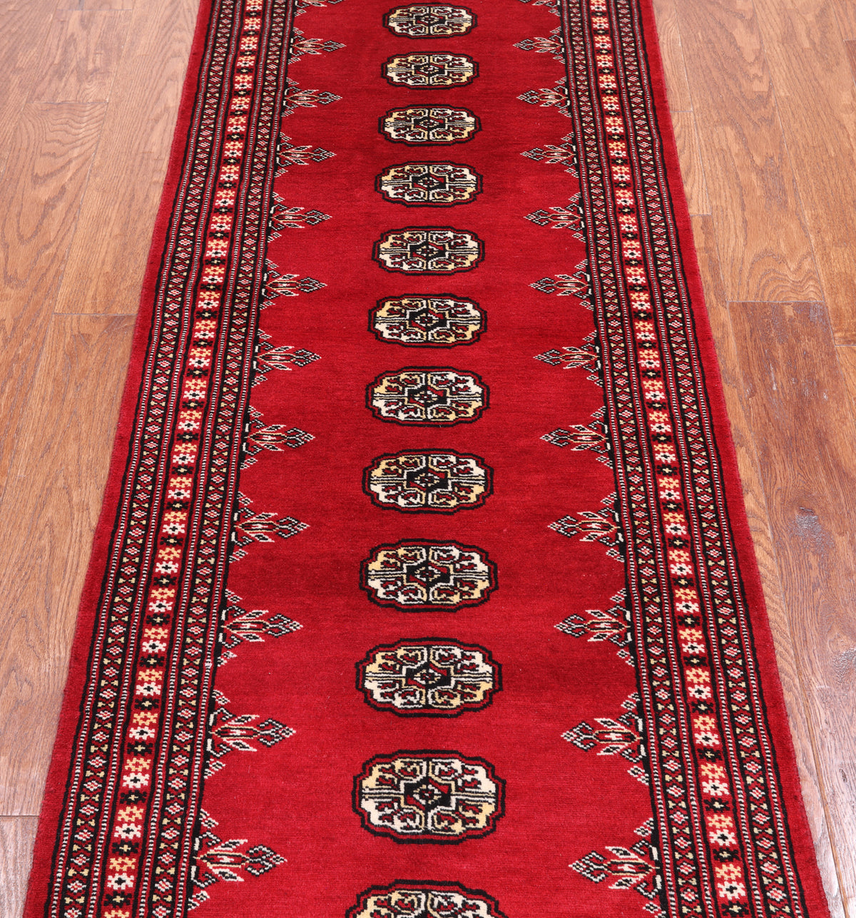 Red Bokhara Handmade Wool Runner Rug - 2' 5" X 6' 11"