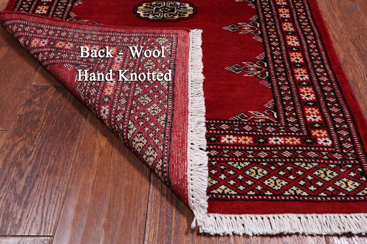 Red Bokhara Handmade Wool Runner Rug - 2' 5" X 6' 11"