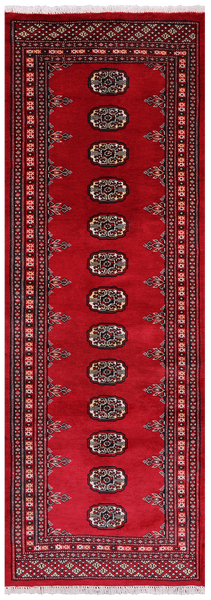 Red Bokhara Handmade Wool Runner Rug - 2' 5" X 6' 11"