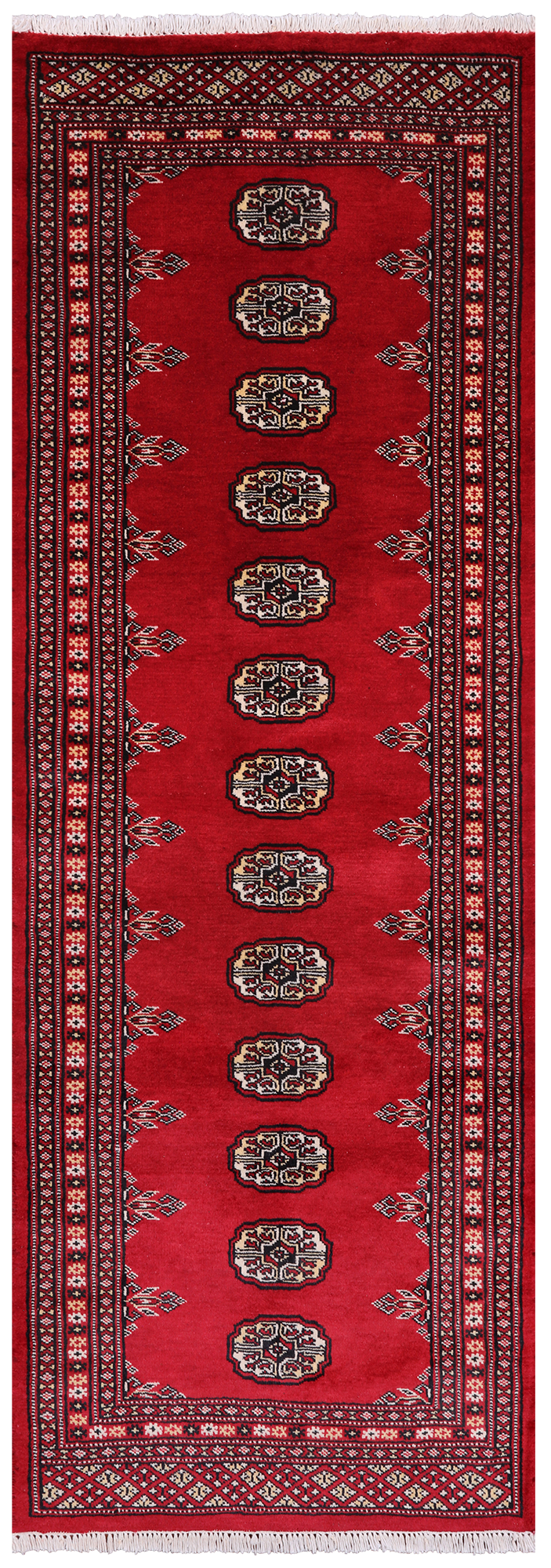 Red Bokhara Handmade Wool Runner Rug - 2' 5" X 6' 11"