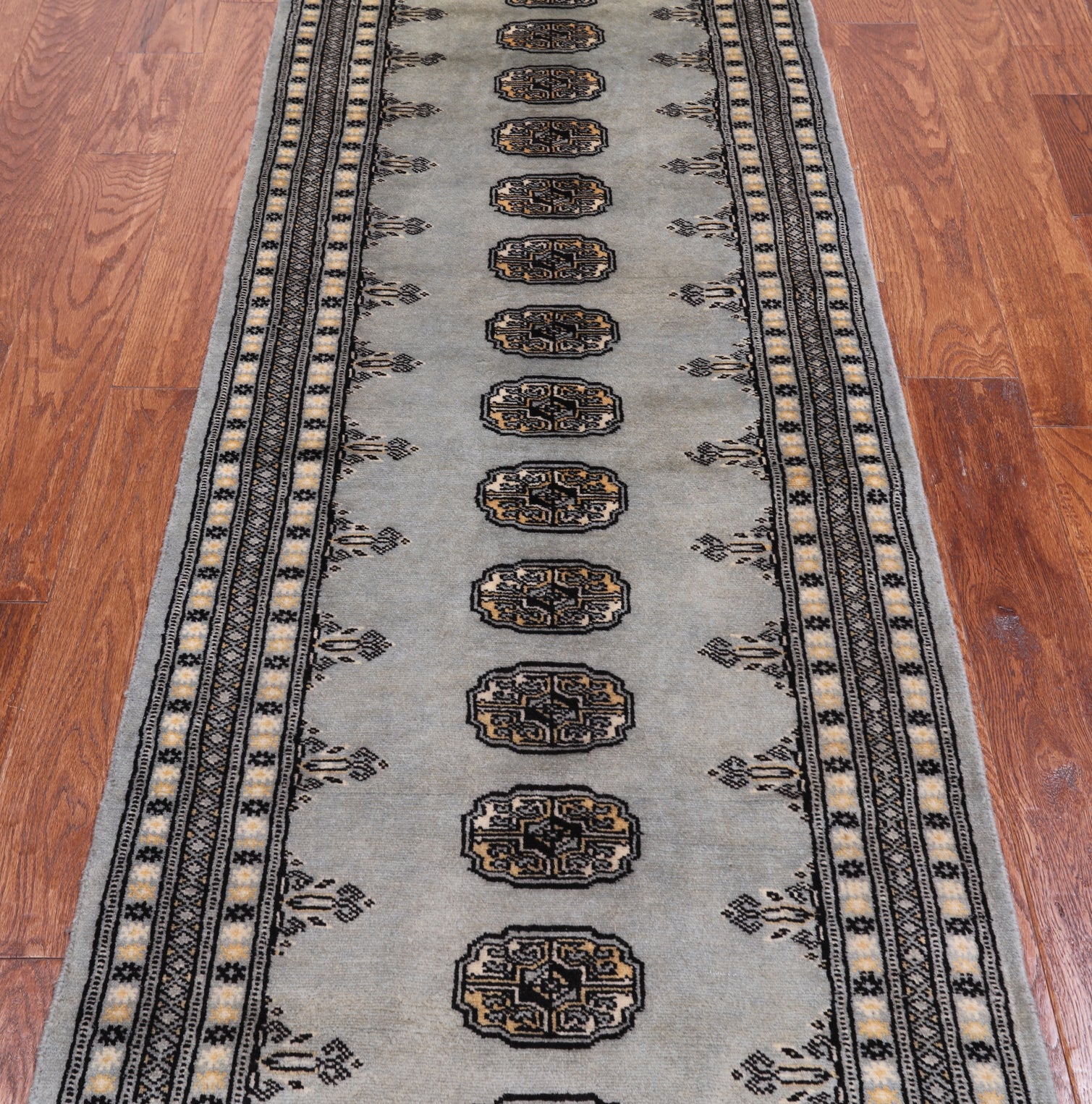 Grey Bokhara Hand Knotted Wool Runner Rug - 2' 6" X 7' 4"