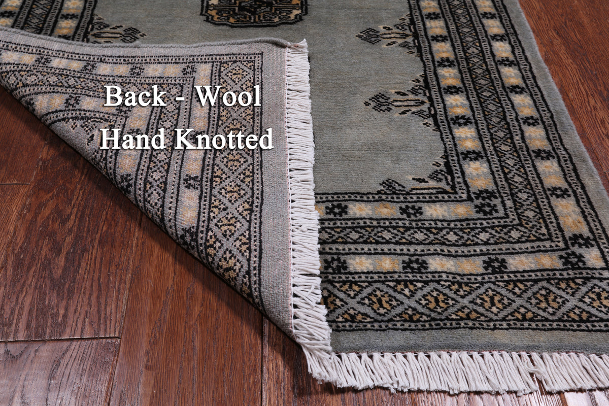Grey Bokhara Hand Knotted Wool Runner Rug - 2' 6" X 7' 4"