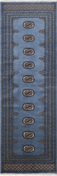 Blue Bokhara Handmade Wool Runner Rug - 2' 5" X 7' 5"