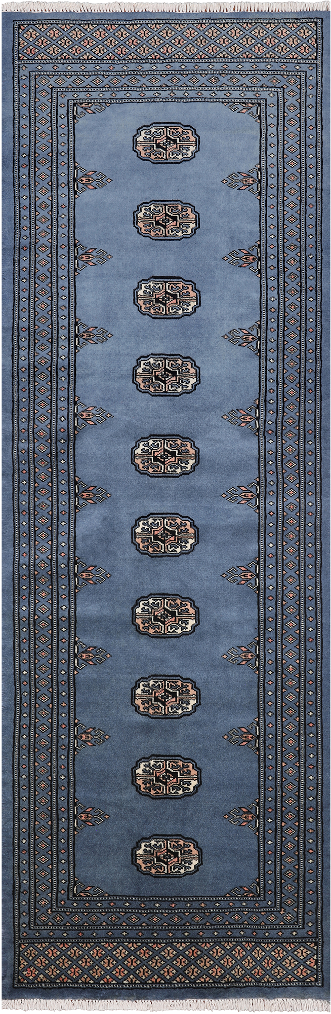 Blue Bokhara Handmade Wool Runner Rug - 2' 5" X 7' 5"