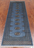 Blue Bokhara Handmade Wool Runner Rug - 2' 5" X 7' 5"