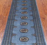 Blue Bokhara Handmade Wool Runner Rug - 2' 5" X 7' 5"