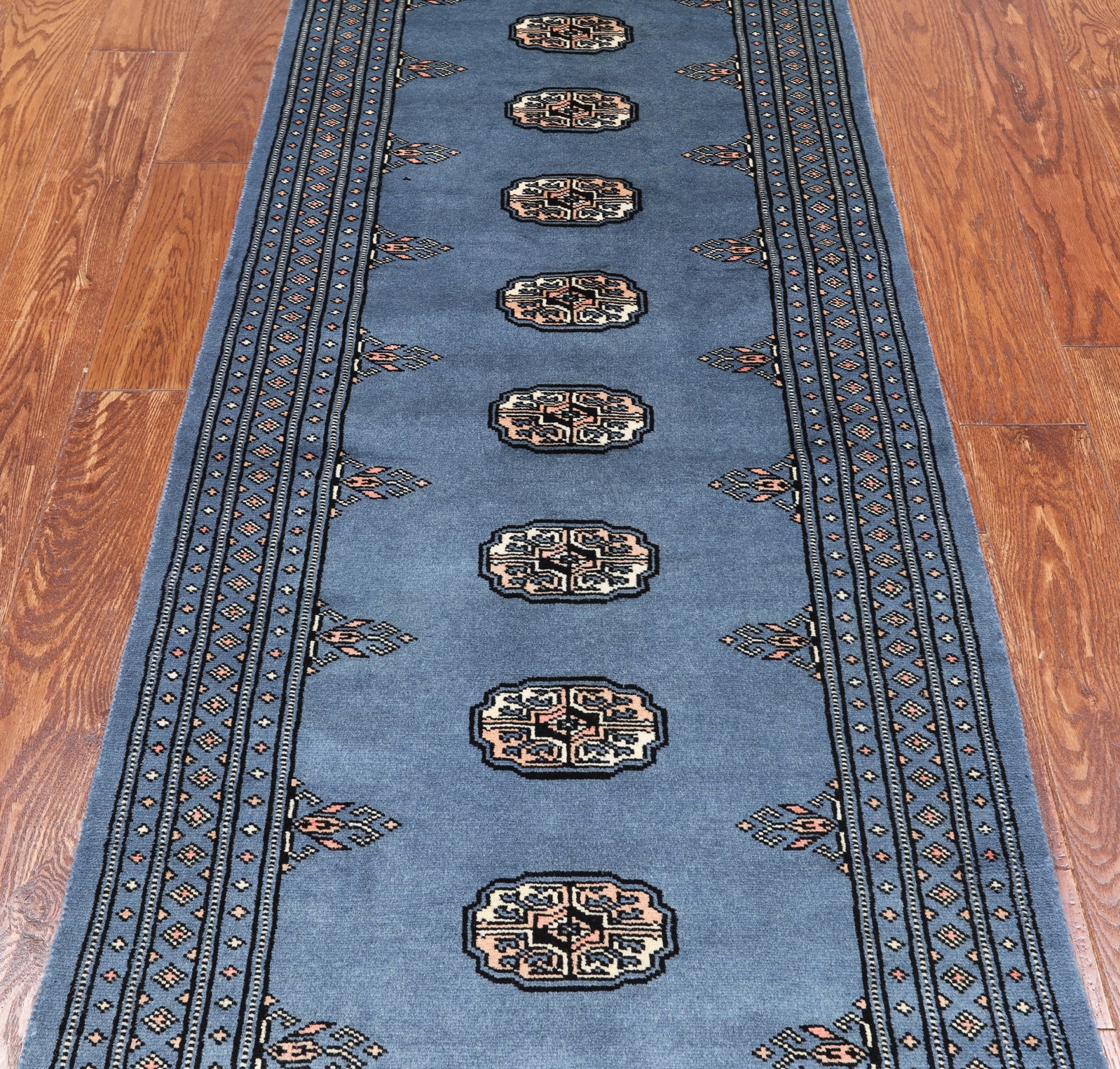 Blue Bokhara Handmade Wool Runner Rug - 2' 5" X 7' 5"