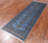 Blue Bokhara Handmade Wool Runner Rug - 2' 5" X 7' 5"