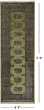Green Bokhara Hand Knotted Wool Runner Rug - 2' 6" X 7' 5"