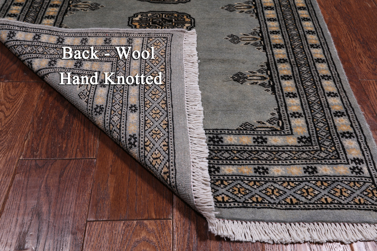 Grey Bokhara Hand Knotted Wool Runner Rug - 2' 5" X 7' 6"