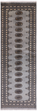 Grey Bokhara Hand Knotted Wool Runner Rug - 2' 5" X 7' 6"