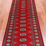 Red Bokhara Hand Knotted Wool Runner Rug - 2' 6" X 7' 9"