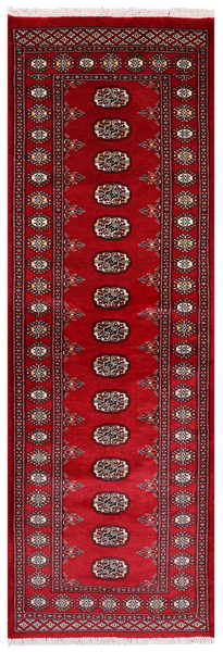 Red Bokhara Hand Knotted Wool Runner Rug - 2' 6" X 7' 9"