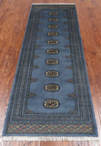 Blue Bokhara Hand-Knotted Wool Runner Rug - 2' 6" X 7' 3"