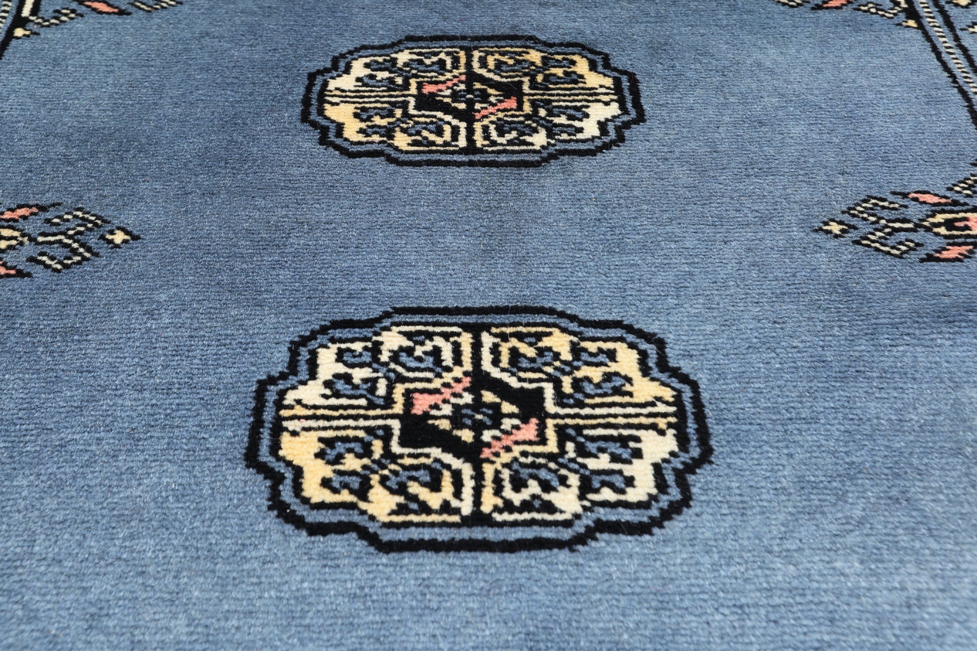 Blue Bokhara Hand-Knotted Wool Runner Rug - 2' 6" X 7' 3"
