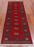Red Bokhara Handmade Wool Runner Rug - 2' 6" X 7' 8"