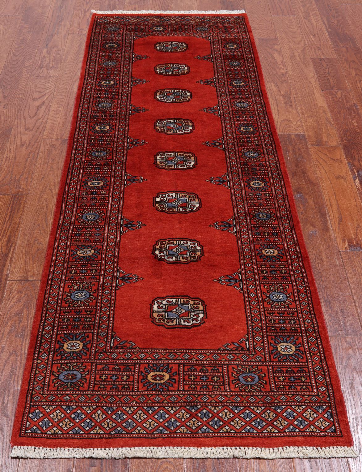 Rust Bokhara Hand-Knotted Wool Runner Rug - 2' 7" X 7' 4"
