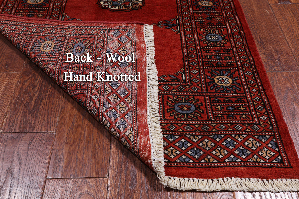 Rust Bokhara Hand-Knotted Wool Runner Rug - 2' 7" X 7' 4"