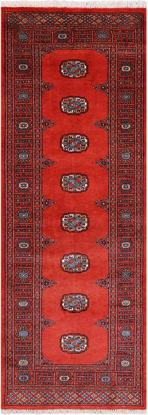 Rust Bokhara Hand-Knotted Wool Runner Rug - 2' 7" X 7' 4"