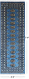 Blue Bokhara Handmade Wool Runner Rug - 2' 6" X 7' 4"