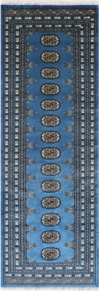 Blue Bokhara Handmade Wool Runner Rug - 2' 6" X 7' 4"