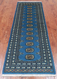 Blue Bokhara Handmade Wool Runner Rug - 2' 6" X 7' 4"