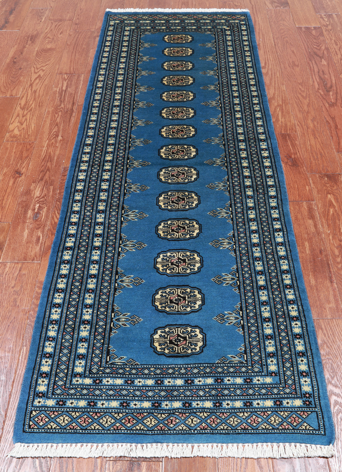 Blue Bokhara Handmade Wool Runner Rug - 2' 6" X 7' 4"