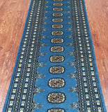 Blue Bokhara Handmade Wool Runner Rug - 2' 6" X 7' 4"
