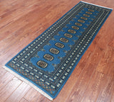 Blue Bokhara Handmade Wool Runner Rug - 2' 6" X 7' 4"