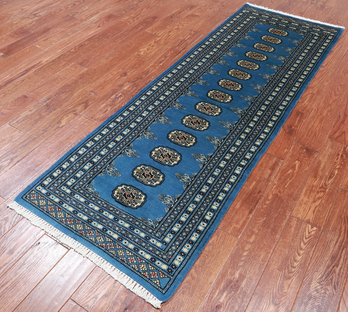 Blue Bokhara Handmade Wool Runner Rug - 2' 6" X 7' 4"