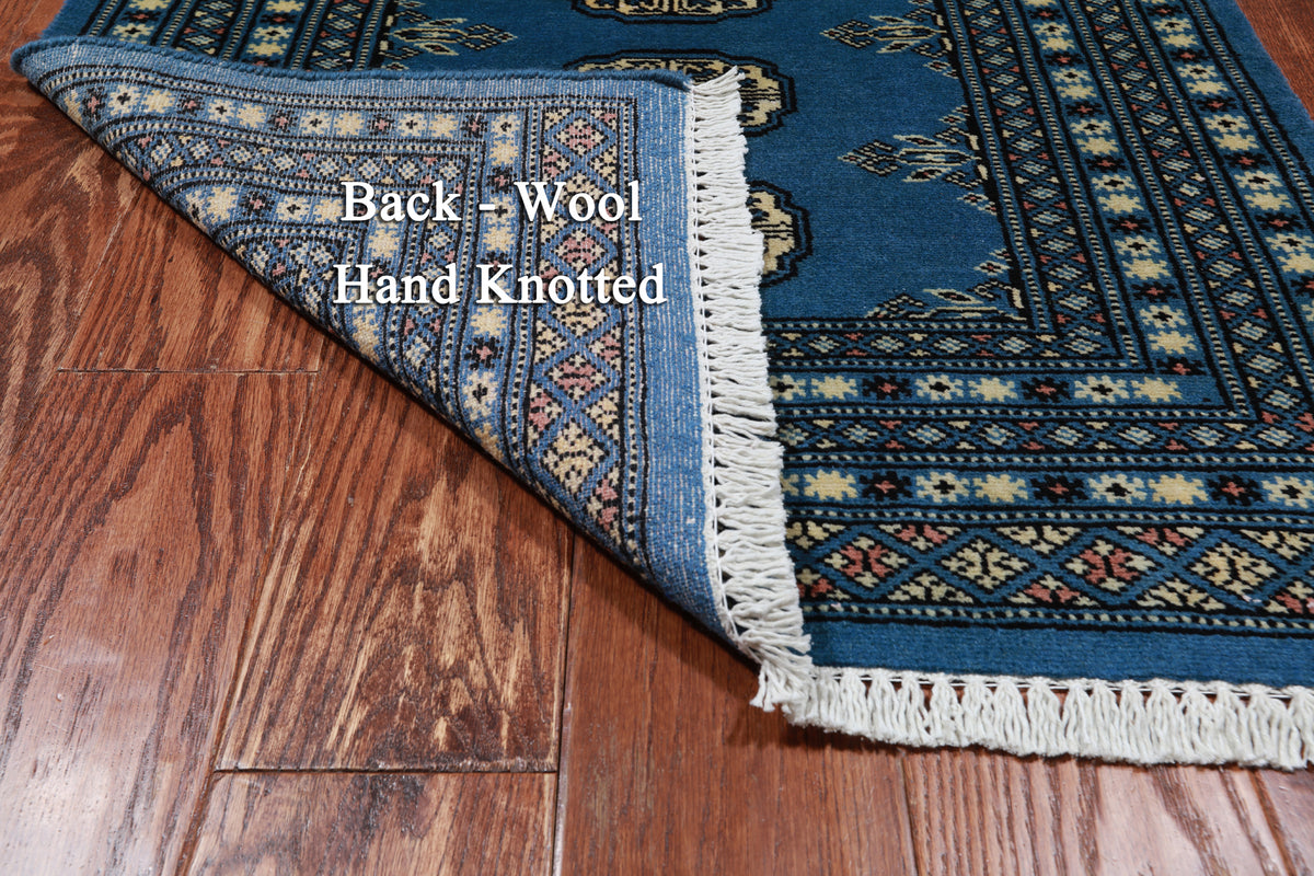 Blue Bokhara Handmade Wool Runner Rug - 2' 6" X 7' 4"