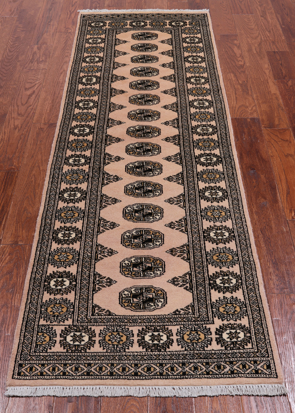 Ivory Bokhara Handmade Wool Runner Rug - 2' 6" X 7' 5"