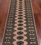 Ivory Bokhara Handmade Wool Runner Rug - 2' 6" X 7' 5"